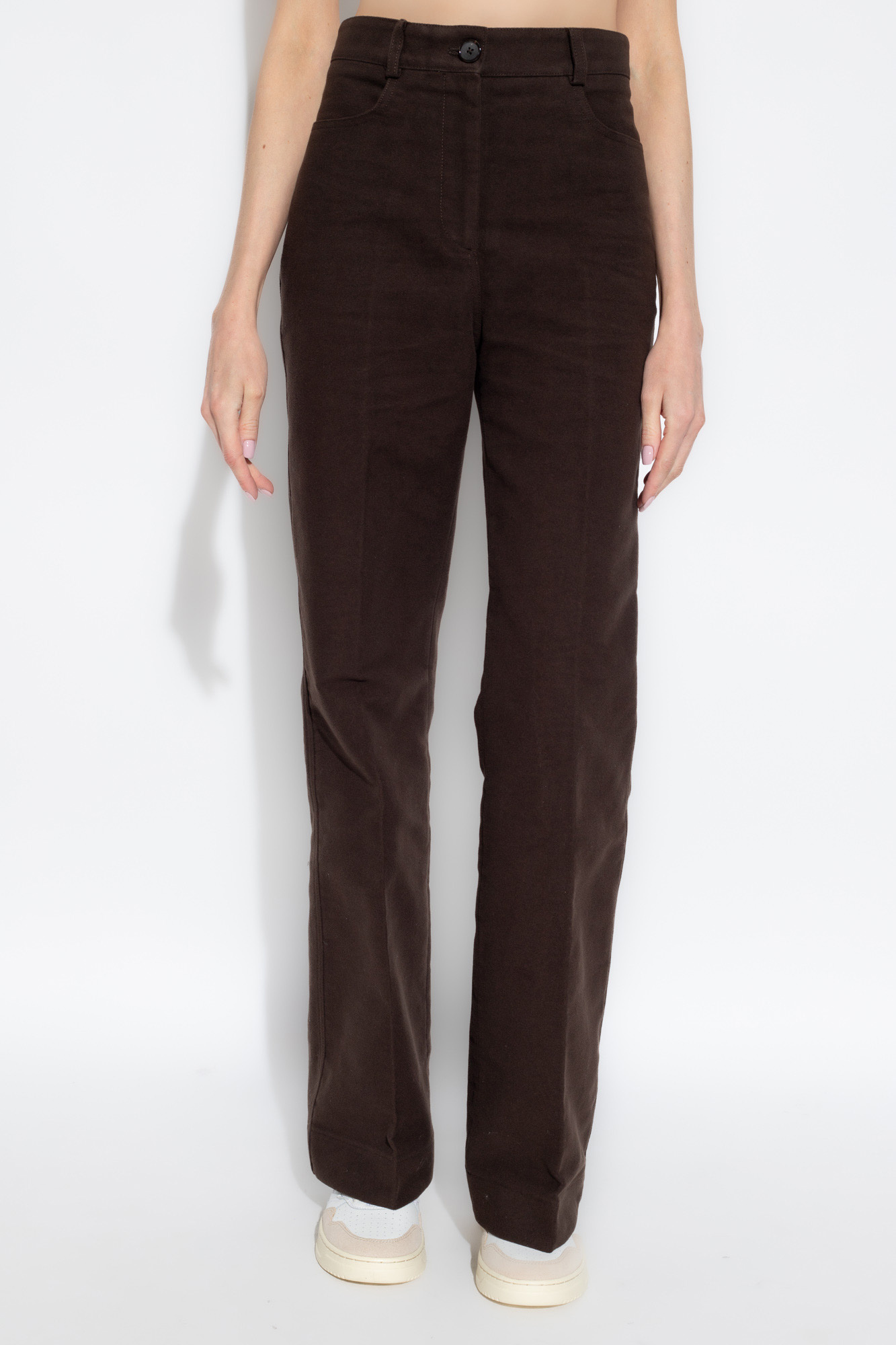 パンツ Toteme Trousers Brown TOTEME Silk Trousers in Brown | Lyst